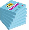 Post-it® Super Sticky Notes, Blau, 76 mm x 76 mm, 90 Blatt/Block, 6 Blöcke/Packung, 100% PEFC, SGSCH-PEFC-COC-110078