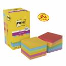 Post-it® Super Sticky Notes, Carnival und Playful Collection, 76 mm x 76 mm, 90 Blatt/Block, 8 Blöcke + 4 Gratis/Packung, 100% PEFC, SGSCH-PEFC-COC-110078
