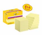 Post-it® Super Sticky Notes, Gelb, 47.6 mm x 47.6 mm, Promotion, 90 Blatt/Block, 8 Blöcke + 4 Gratis/Packung, Kartonverpackung, 100% PEFC, SGSCH-PEFC-COC-110078