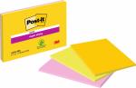 Post-it® Super Sticky Notes im Großformat, Verschiedene Farben, 101 mm x 152 mm, 45 Blatt/Block, 3 Blöcke/Packung, 100% PEFC, SGSCH-PEFC-COC-110078