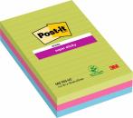 Post-it® Super Sticky Notes im Großformat, Verschiedene Farben, Liniert, 101 mm x 152 mm, 90 Blatt/Block, 3 Blöcke/Packung, 100% PEFC, SGSCH-PEFC-COC-110078