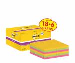 Post-it® Super Sticky Notes, Verschiedene Farben, 47.6 mm x 47.6 mm, Promotion, 90 Blatt/Block, 18 Blöcke + 6 Gratis/Packung, 100% PEFC, SGSCH-PEFC-COC-110078
