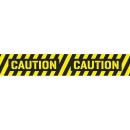 PVC Warnband gelb/schwarz Querbalken Aufschrift Caution