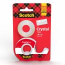 Scotch® Crystal Klebeband, 19 mm x 15 m, 1 Rolle auf Handabroller + 1 Rolle mit 10 m GRATIS/Packung