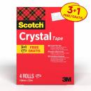 Scotch® Crystal Klebeband, 19 mm x 33 m, 3 Rollen + 1 GRATIS/Packung