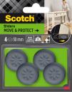 Scotch® Move & Protect Gleiter SP62A07, selbsthaftend, grau, Ø 30 mm, 4/Packung – 150 kg