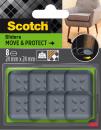 Scotch® Move & Protect Gleiter SP62A08, selbsthaftend, grau, 24 mm x 24 mm, 8/Packung – 100 kg
